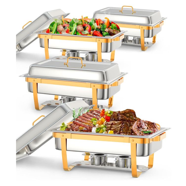 4 pack chafing dishes silver &amp; gold