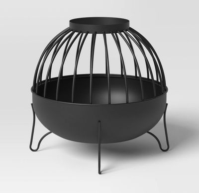 Wood Burning Cutout Round Outdoor Fire Pit Black - Threshold: Weather-Resistant, Includes Poker