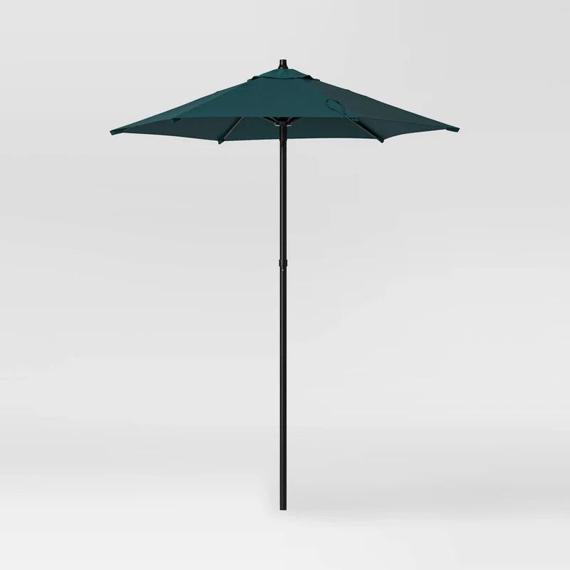 6' Round Outdoor Patio Market Umbrella Fern Shower with Black Pole