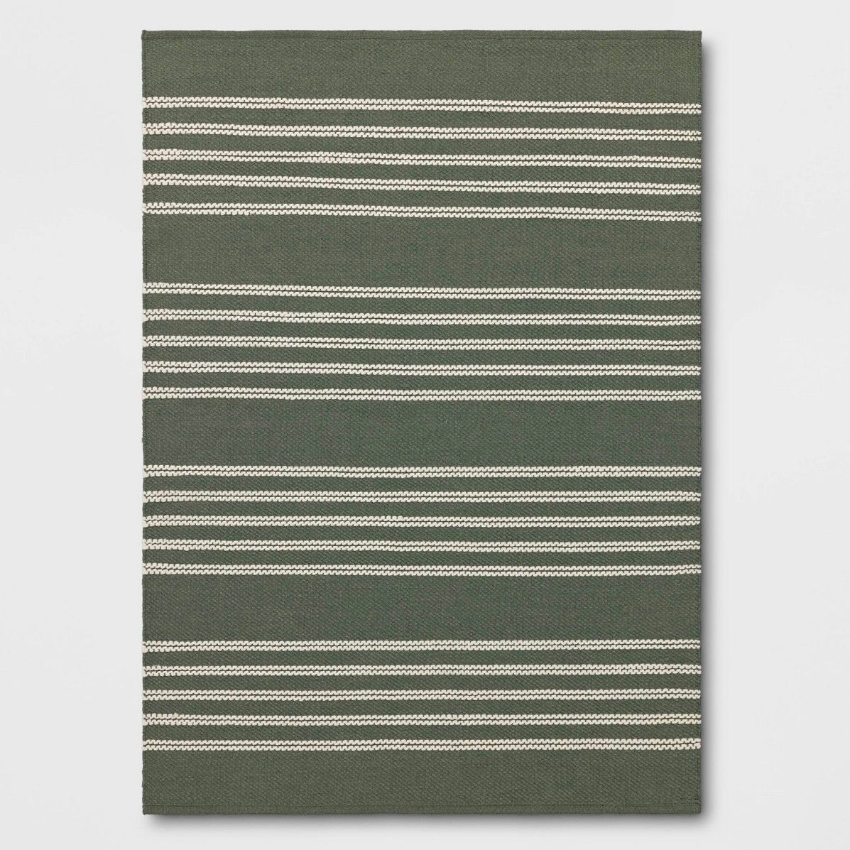 5'x7' Striped Handmade Woven Rectangular Hand-Loom Outdoor Area Rug Green