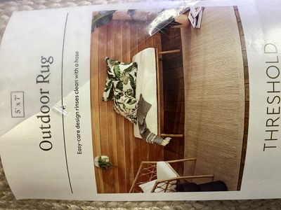 5'x7' Natural Woven Rectangular Braided Outdoor Area Rug Heathered Cream - Threshold