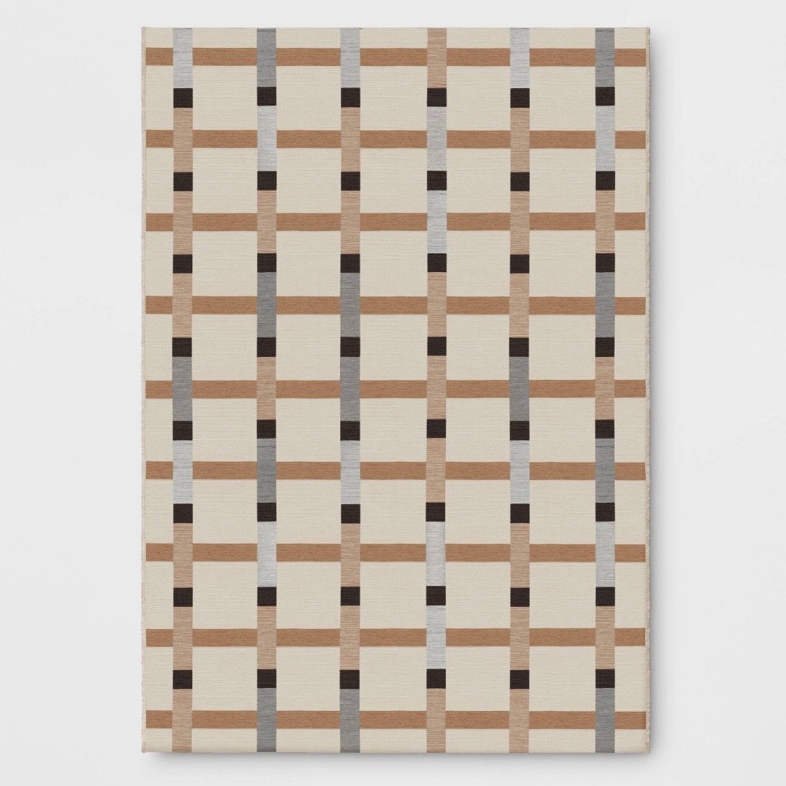 5'x7' Grid Neutral Color Block Outdoor Area Rug - Threshold