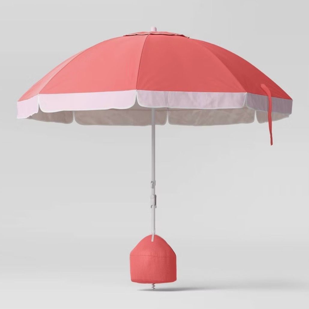 8.5' Outdoor Patio Beach Umbrella Coral - Sun Squad