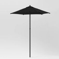 7.5' Round Outdoor Patio Market Umbrella Black - Room Essentials: Steel Frame, Push-Up Lift, No Tilt