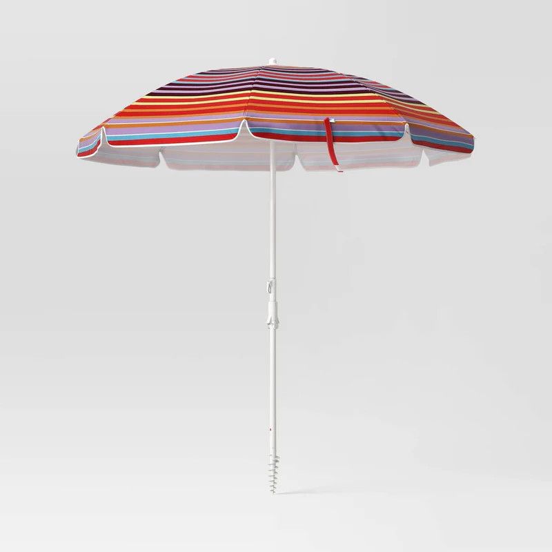 6' Striped Umbrella - Sun Squad