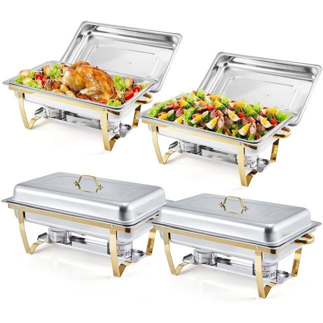4 pack chafing dishes silver &amp; gold