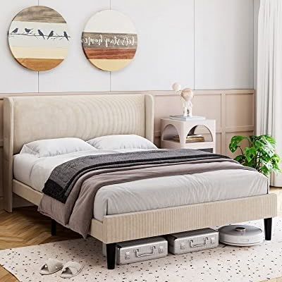 Queen Bed Frame, Upholstered Platform Bed