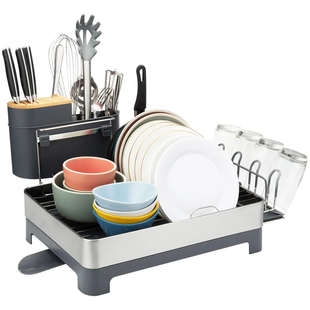 Garvee Multifunctional Dish Drying Rack, Steel with Knife Holder