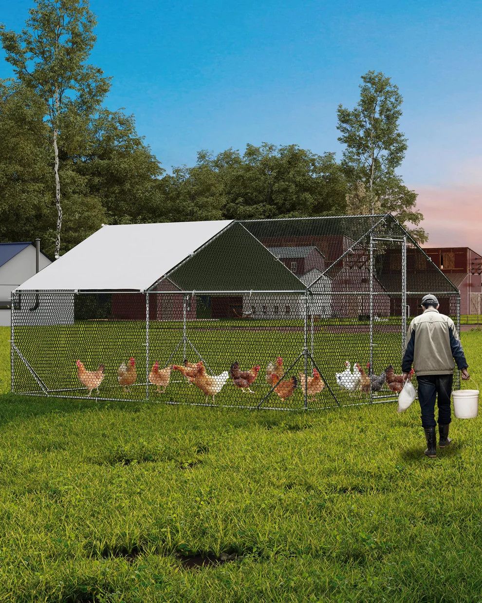 Large Metal Chicken Coop with Run 13x9.8x6.6