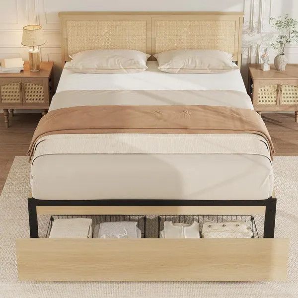 King size retaining bedframe with two drawers