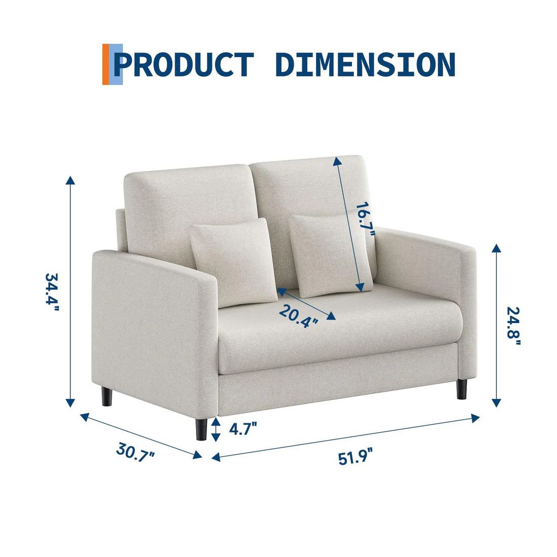 51.9" Sofa Accent Chair