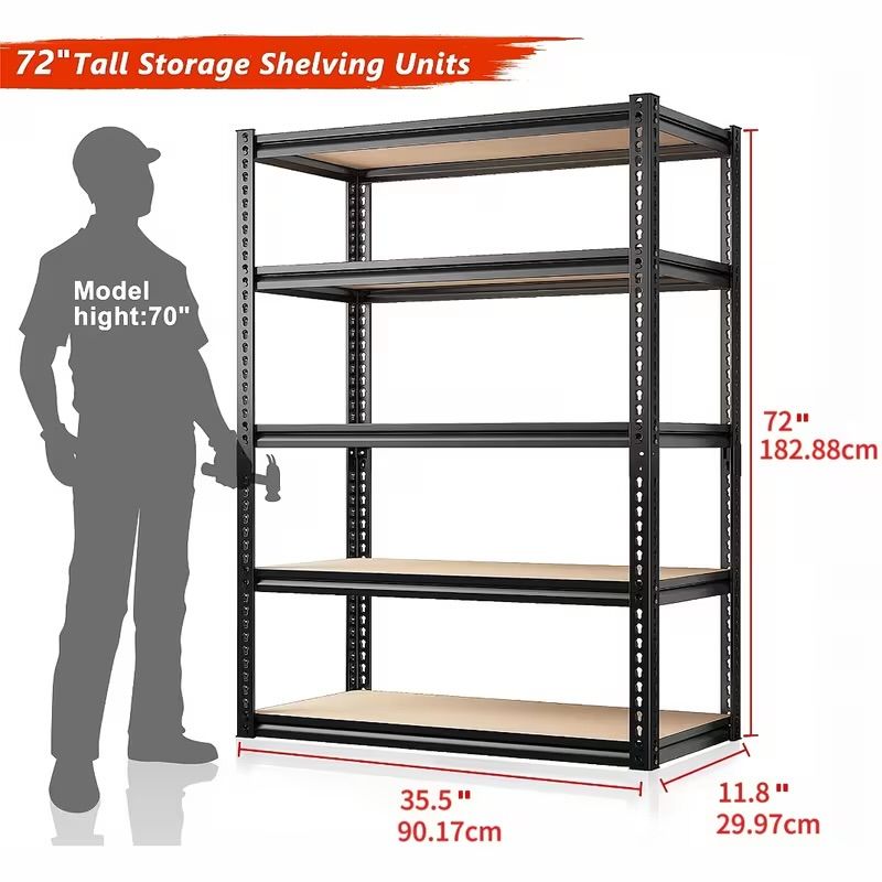 72" Heavy Duty Garage Shelving 5 Tier Adjustable
