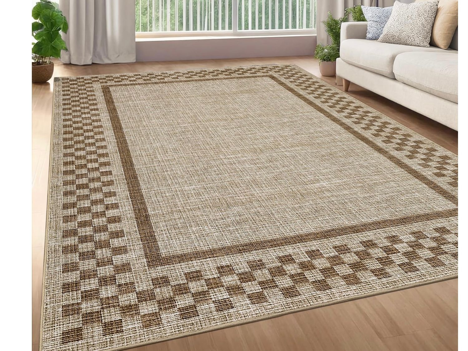Modern Bordered 8x10 Area Rug