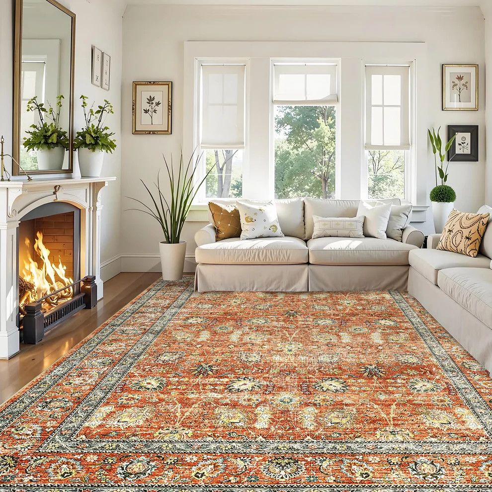 Orange 3x5 Washable Rugs