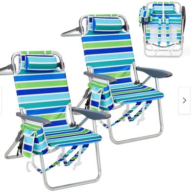 Set of 2 Backpack Beach Chairs for Adults, Lightweight Aluminum