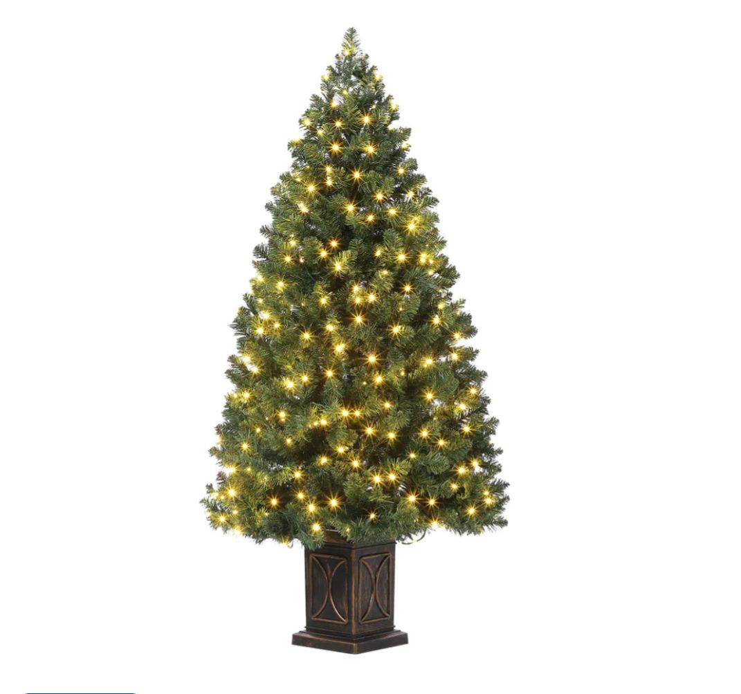 4.5ft Christmas Tree, Pre-Lit Artificial Fiber Optic