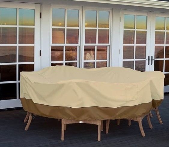Water-Resistant 60 Inch Round Patio Table &amp; Chair Set Cover