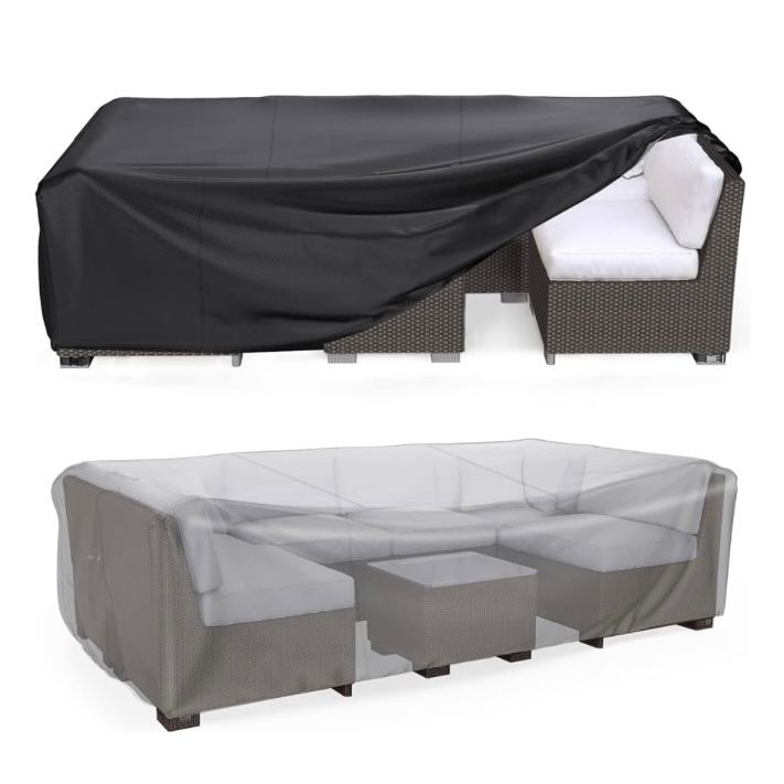 Heavy Duty Patio Sectional Sofa, Patio Table and Chair Set Cover 89.7"L×62.2"W×28.3"H