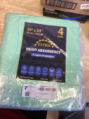 4 Pack 36” x 54” Extra Heavy Absorbency Washable Underpads, Waterproof Nursing Pads Incontinence Bed Pads, Reusable Washable Pee Pads for Dogs, Diaper Changing &amp; Adults, Mattress Protector