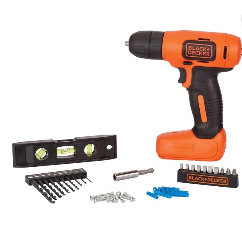 BLACK+DECKER 8V MAX* Cordless Drill + 43 pc. Home Decor Project Kit (BDCD8HDPK)