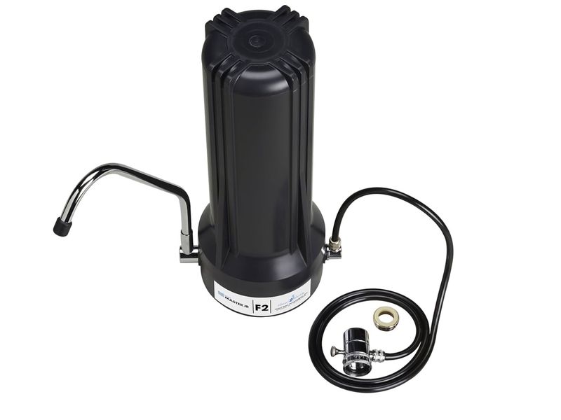 Home Master TMJRF2-BK Jr F2 Jr F2 Multi-stage Countertop Water Filter System, 500 gallon replaceable, Filters Fluoride Chlorine Chemicals Pesticides and more up to 93%