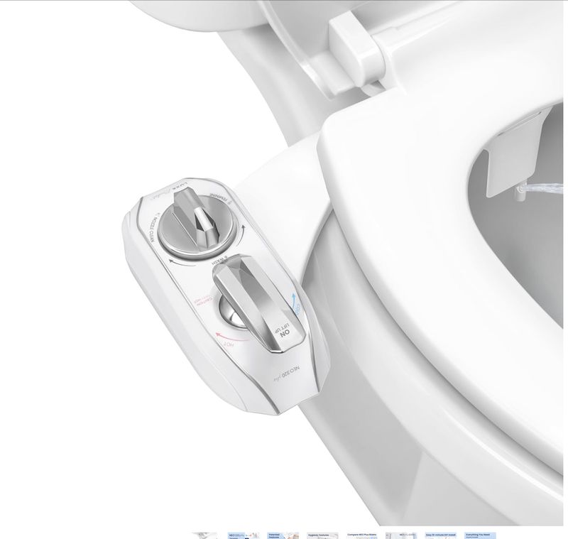 LUXE Bidet NEO 185 Plus - Dual Nozzle, Non-Electric Bidet Attachment for Toilet Seat, Patented Slide-In Install, 360° Self-Clean, EZ-Lift to Clean, Feminine &amp; Rear Wash (Chrome)
