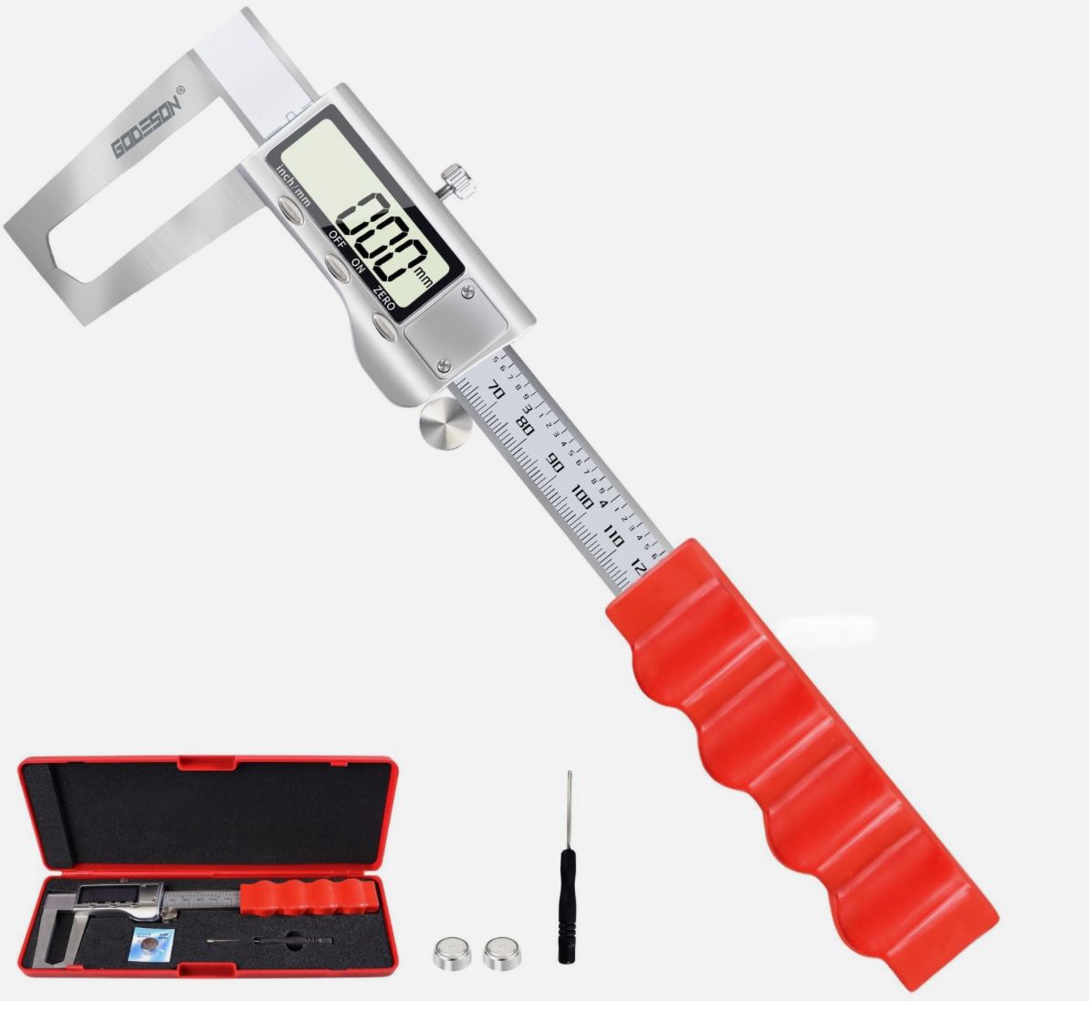 GODESON Disc Brake Rotor Micrometer,Digital Caliper Measuring Tool for Disc Brake-6 Inch/150mm,Brake Measuring Tool wtih Caliper- Inch/Metric Conversion, Brake Caliper with Stainless Steel