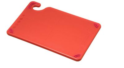 San Jamar Saf-T-Grip Plastic Cutting Board with Safety Hook, 6" x 9" x 0.375", Red, (Pack of 6)