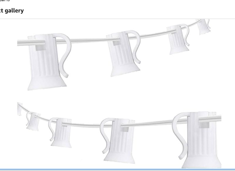 Encoidoz 100FT C9 Light String Christmas Stringer, E17 Light Sockets 12" Spacing, C9 Stringer Set White Outdoor String Light Strand for Wedding Patio Event Lighting Decor, White Wire