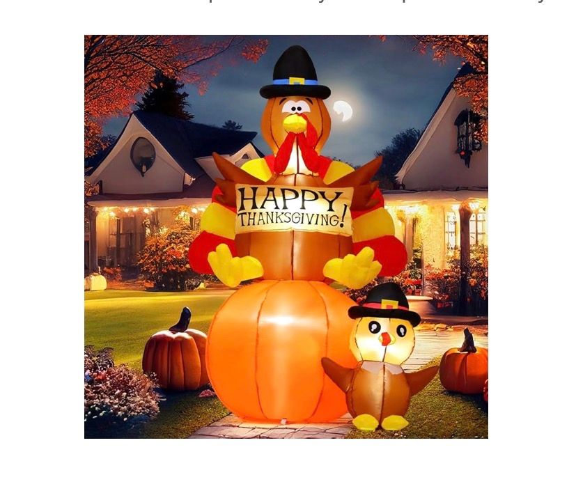 6 FT Thanksgiving Inflatables Turkey Outdoor Decoration  Built-in LEDs