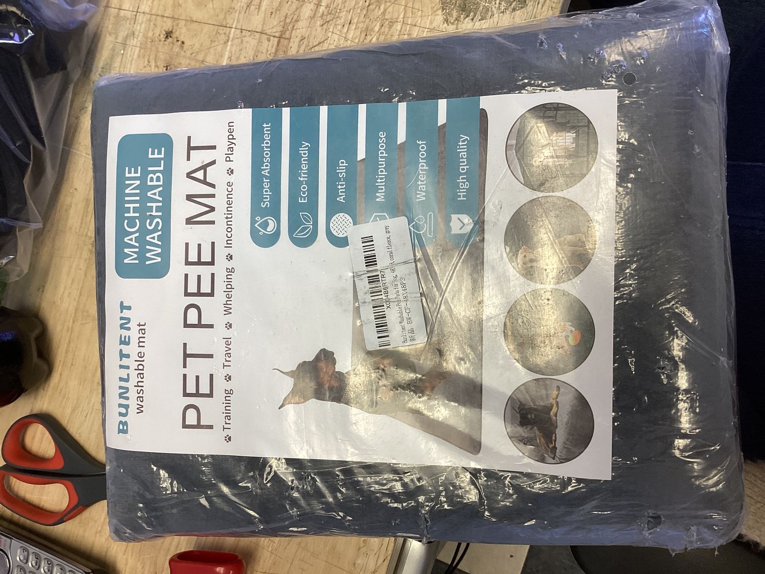 Bunlitent 3 Packs Washable Pee Pads for Dogs, 48'' x 48" Reusable Puppy Pads with Super Absorbent, Fast Absorbent Pet Whelping Pads, Puppy Playpen Mat for Incontinence, Housebreak, Crate, Grey