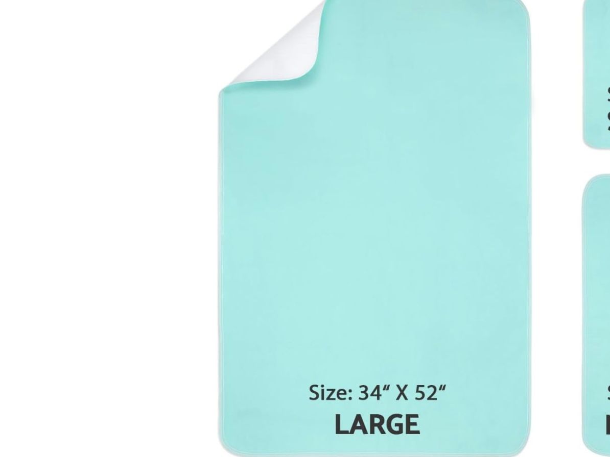 Bed Pads Washable Waterproof (2 Pack, 34" × 52"): Extra Heavy Absorbency, Reusable Bedwetting Incontinence Underpads for Kids, Baby, Adults, Elderly &amp; Pets, Protective Pad for Bed, Sofa, Couch, Floor