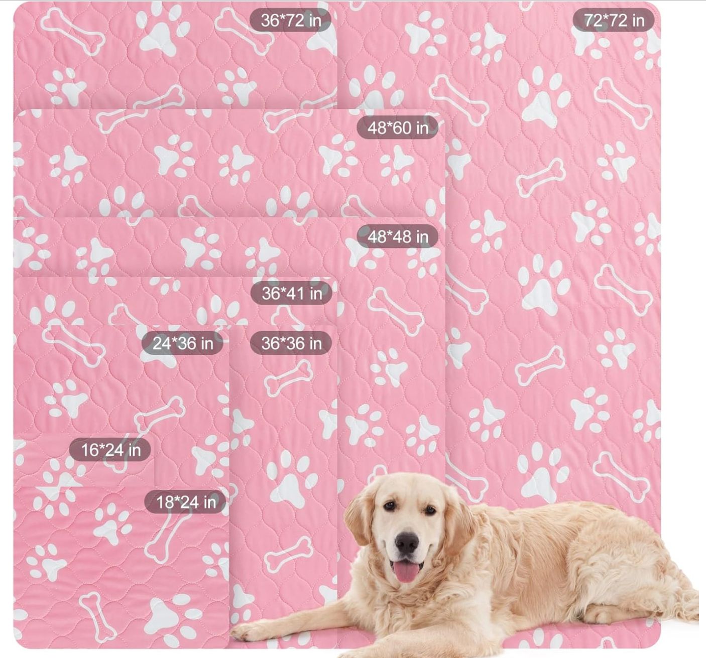 BEAUTYZOO 2 Pack Washable Pee Pads for Dogs, Reusable Puppy Pads for Potty Training, Waterproof Super Absorbent Whelping Pads Mats Non Slip Against Urine for Small Medium Dogs Cats, 48" x 48"