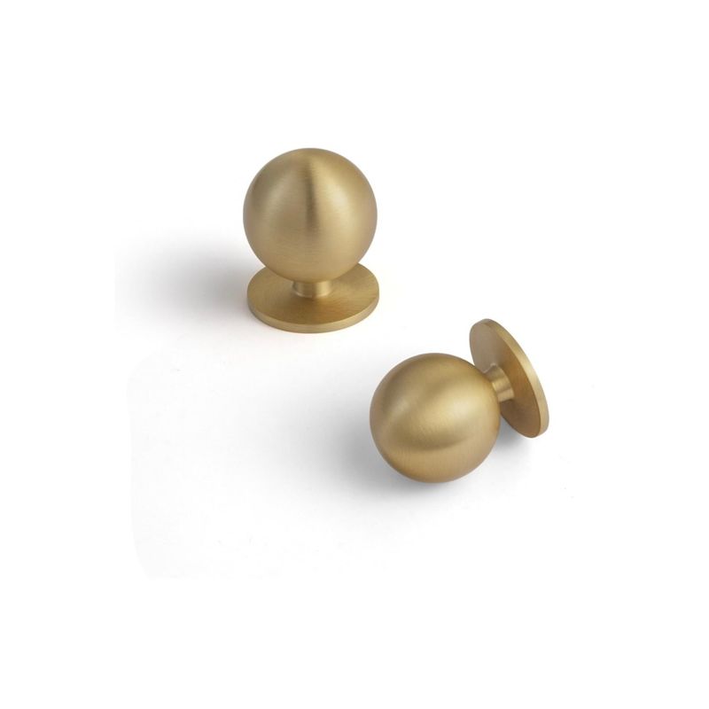 Goo-Ki 6 Pack Solid Brass Luxe Brushed Brass Cabinet Knobs
