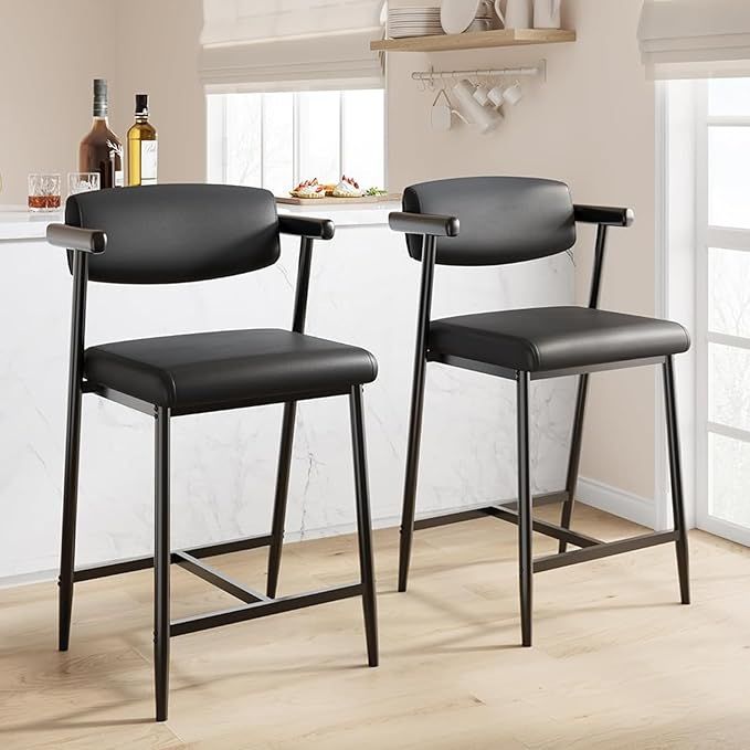 Bar Stools Set of 2, Retro Black