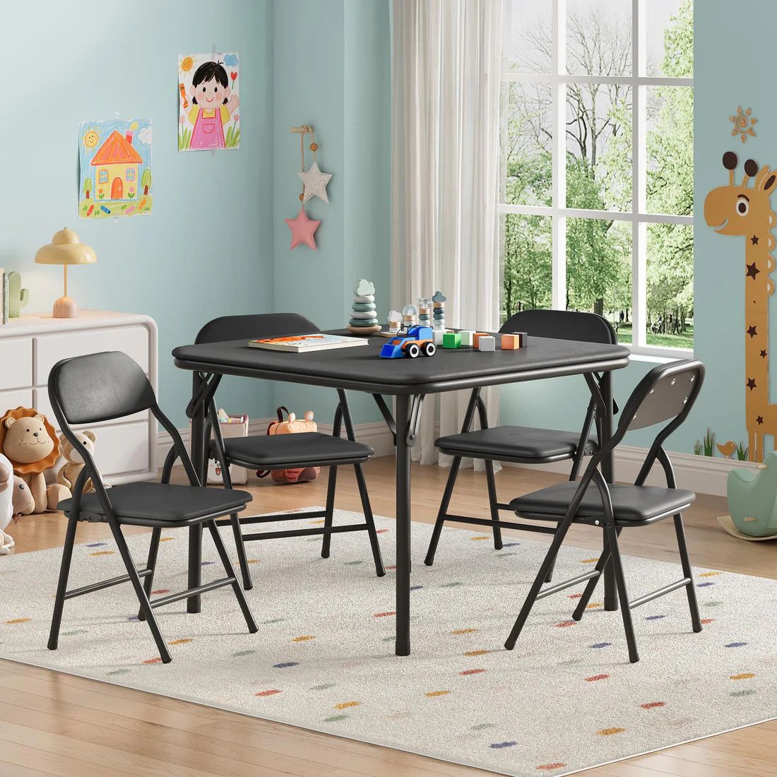 Kids Folding Table and 4 Chairs Set