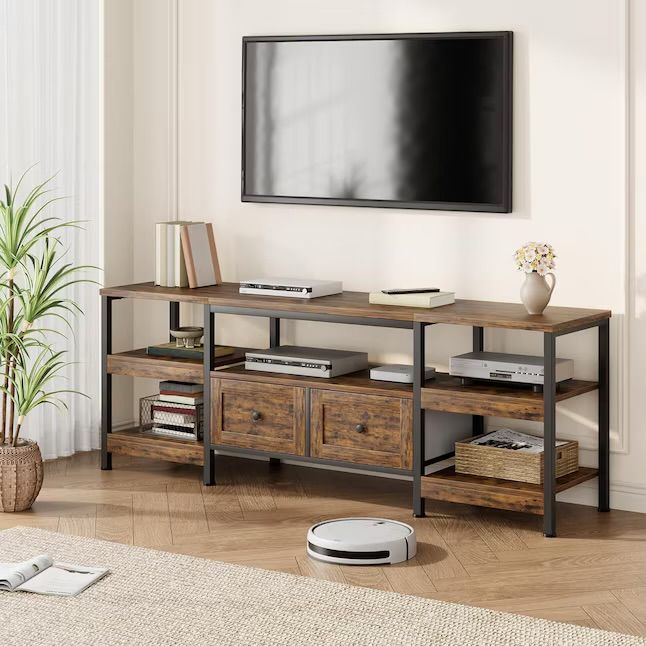 79in Industrial TV Stand with 2 Drawers