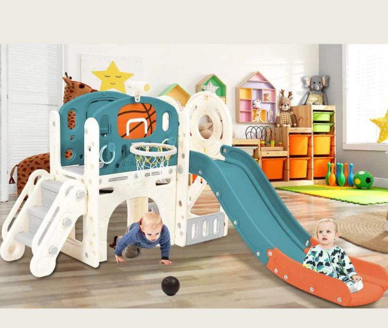 73" blue  7-in-1 Kids Slide Playset