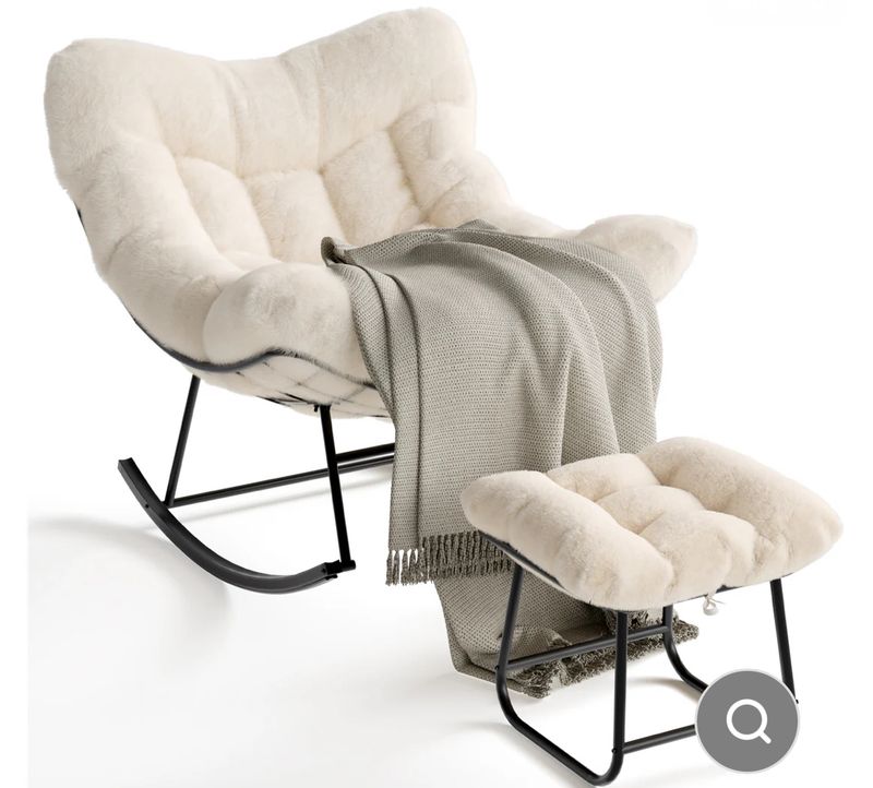 Oversized, papasan rocking chair with ottoman