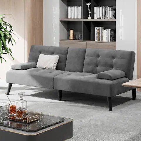 Grey Futon with Drop Down Table