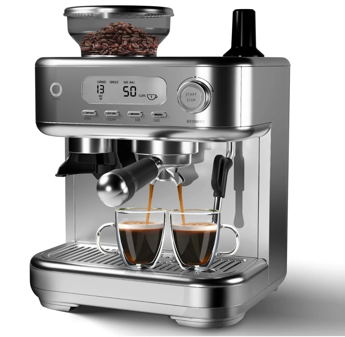 All in one espresso machine with built-in grinder