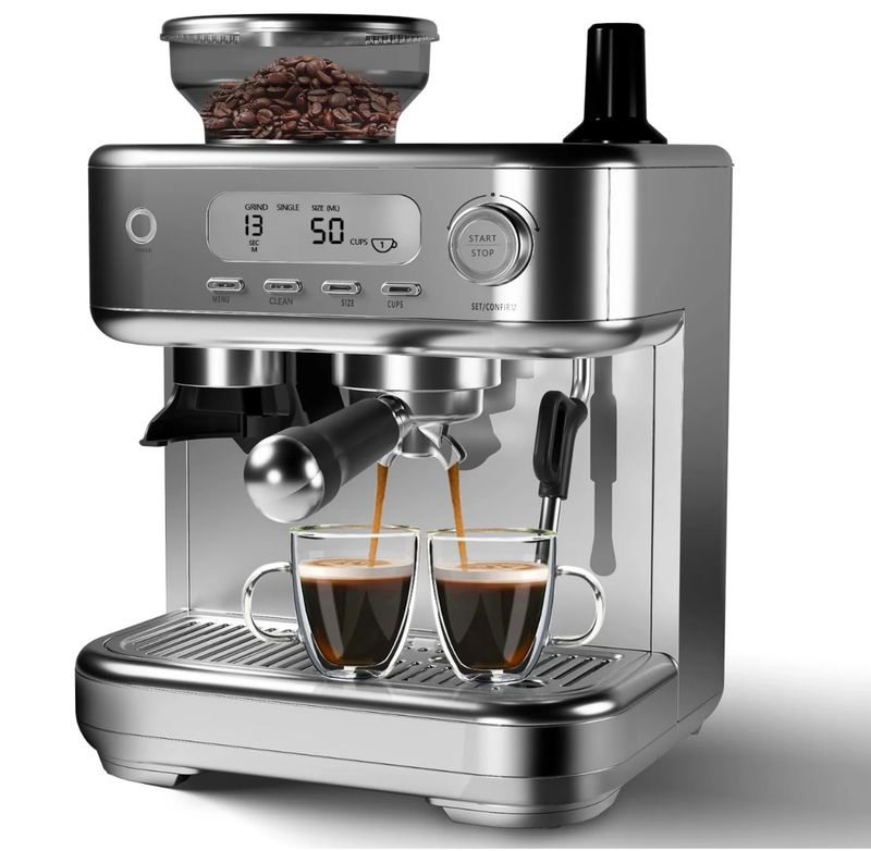 All in one espresso machine with built-in grinder
