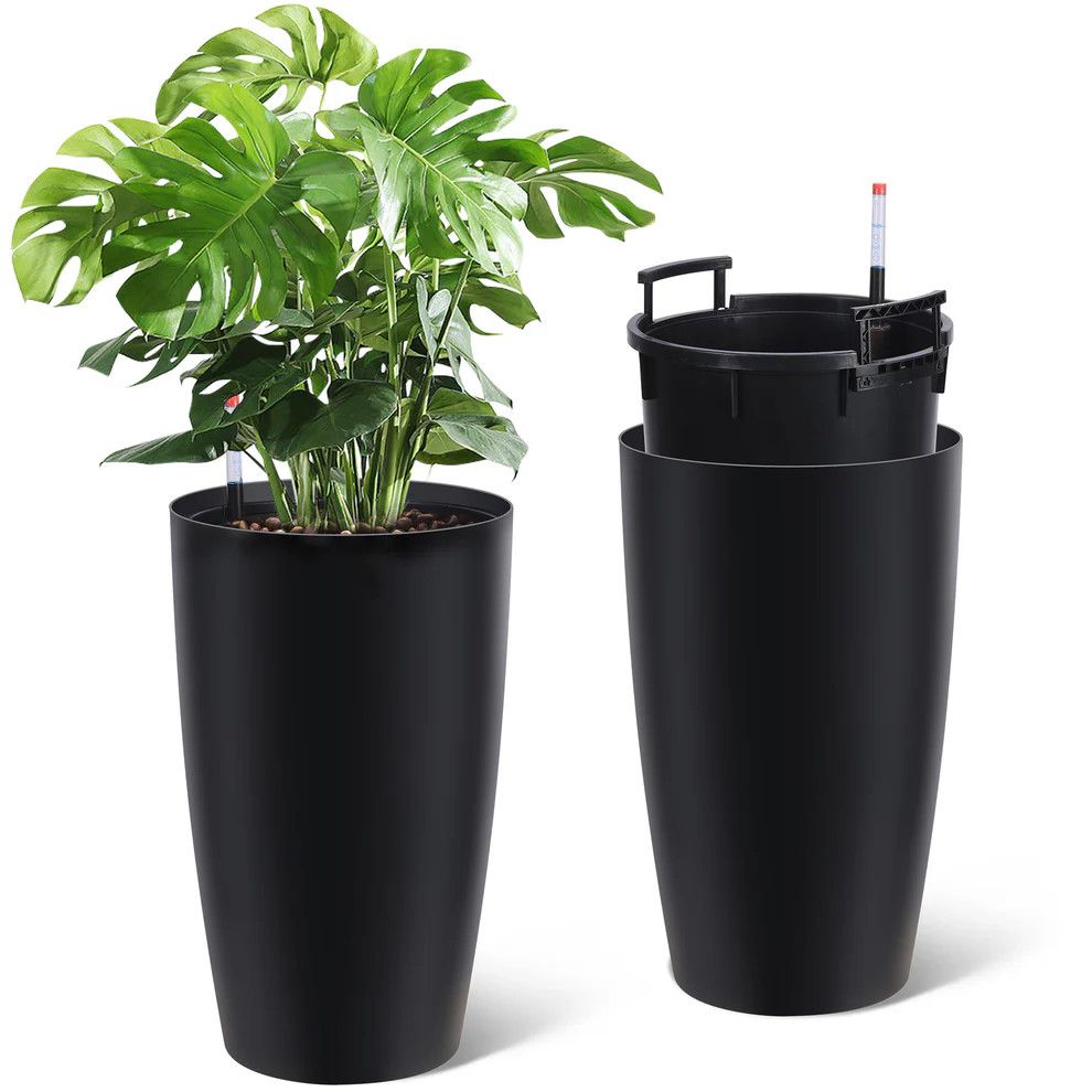 22" Tall Round Planter Set of 2 (Black)