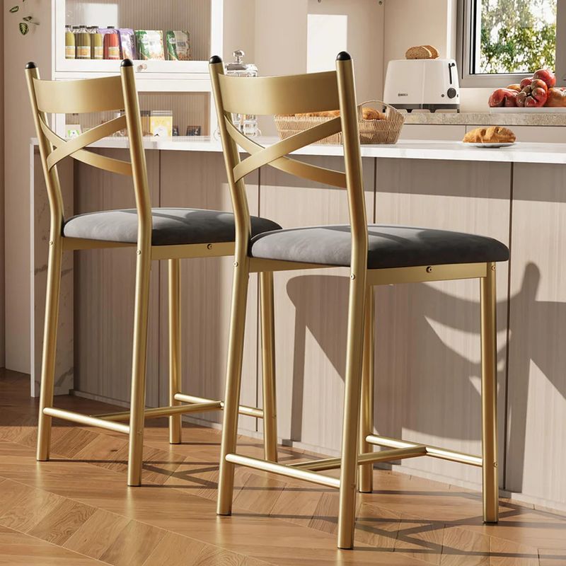 Bar Stools Set of 2 Gold