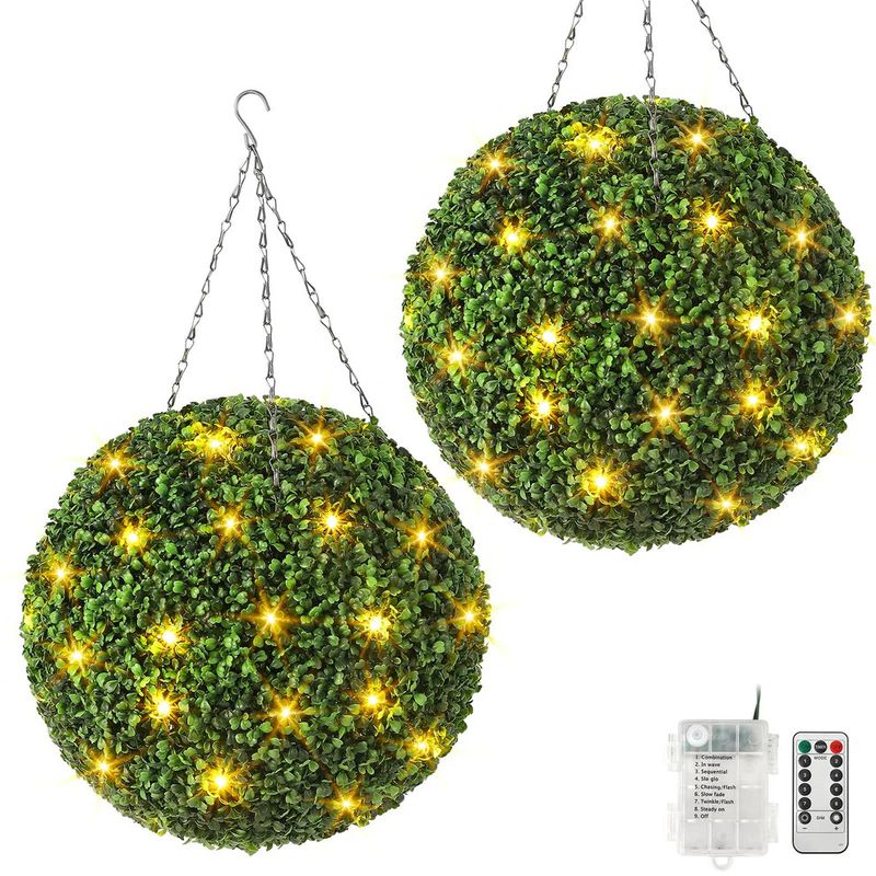 20” Artificial Plant Topiary Ball Set of 2