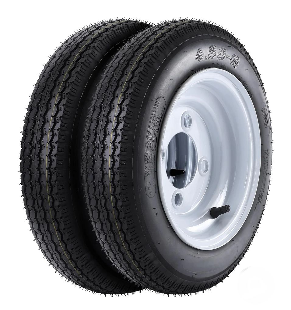 4.80x8 trailer tire on rim - 4 lug - set of 2