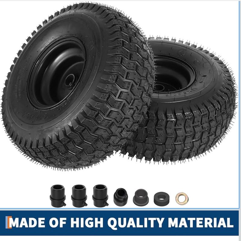 2-Pack 15x6.00-6 Lawn Mower Tires &amp; Wheels Combo