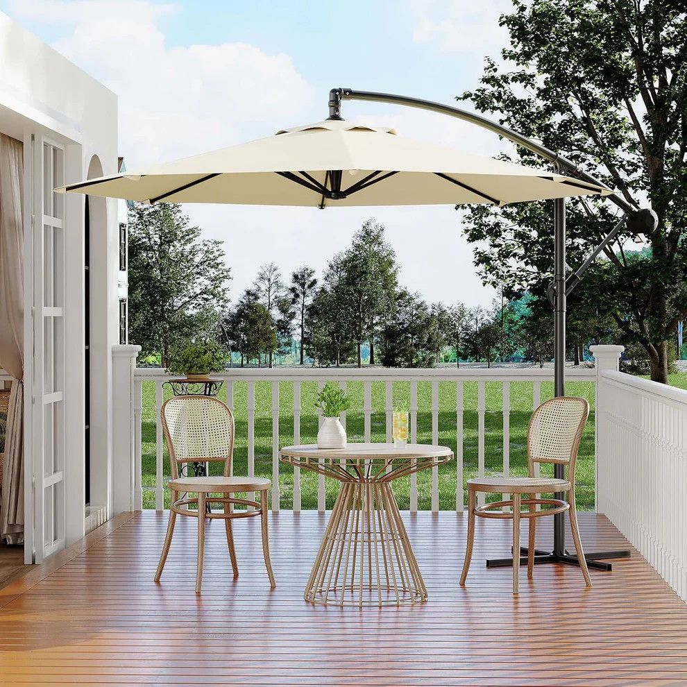 10' Offset Patio Umbrella, Cantilever Umbrella with Easy Lift &amp; Tilt Adjustment