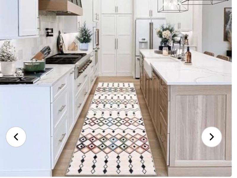 2x6 Geometric Runner Rug Faux Wool Moroccan Design Non-Slip, Washable