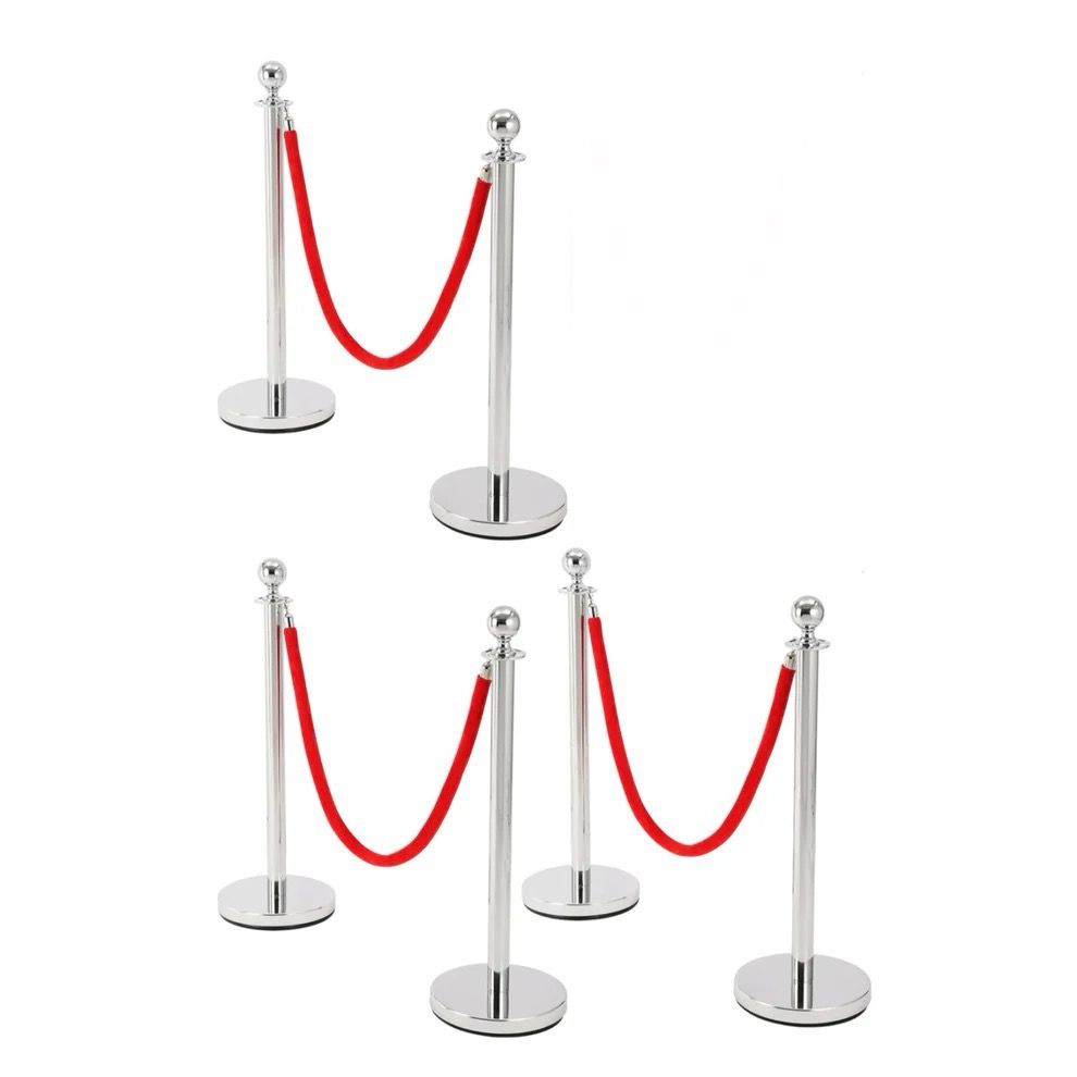 6 Pcs Silver Post Red Velvet Rope